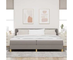 Kiemas lova su čiužiniu Taupe 200 x 200 cm audinys