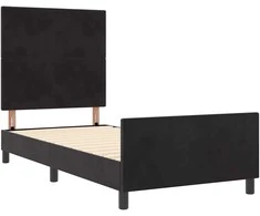 Kiemas lova su galvūgalio Juoda 90 x 200 cm Aksomas