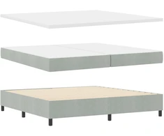 Kiemas lova su galvūgalio Šviesiai pilka 200 x 200 cm Aksomas