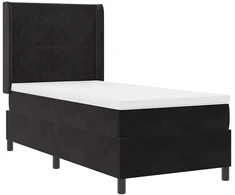 Kiemas lova su LED juostelėmis Juoda 100 x 200 cm Aksomas