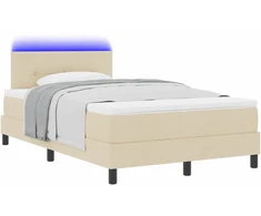 Kiemas lova su LED juostelėmis Kreminė 120 x 190 cm audinys