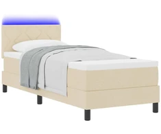 Kiemas lova su LED juostelėmis Kreminė 80 x 200 cm audinys