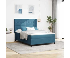 Kiemas lova su LED juostelėmis Mėlyna 140 x 190 cm Aksomas