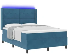 Kiemas lova su LED juostelėmis Mėlyna 140 x 190 cm Aksomas