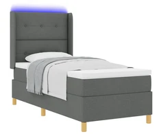 Kiemas lova su LED juostelėmis Pilka 90 x 190 cm audinys