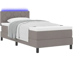 Kiemas lova su čiužiniu su LED Taupe 90 x 190 cm audinys