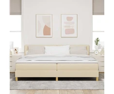 Kiemas lova su čiužiniu Kreminė 200 x 200 cm audinys