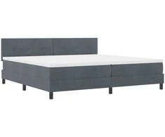 Kiemas lova su čiužiniu Tamsiai pilka 200 x 200 cm Aksomas