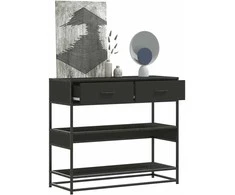konsolinis stalas juodas 90x35x80 cm inžinierinis medis