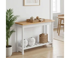 VidaXL Konsolinis stalas su lentyna EKAI Balta 112 x 35 x 76 cm
