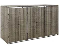 Konteinerių stoginė, pilka, 207x80x117cm, poliratanas, trivietė