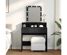 Kosmetinis staliukas su LED, juodos spalvos, 80x41x144,5cm