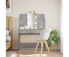 Kosmetinis staliukas su LED lemputėmis, betono, 96x40x142cm