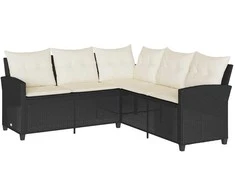 L formos sofa sofa su pagalvėlėmis juodos poliuretano spalvos