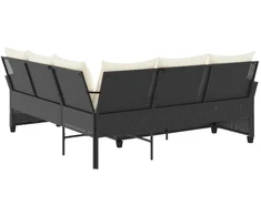 L formos sofa sofa su pagalvėlėmis juodos poliuretano spalvos