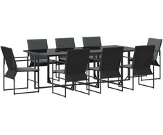 Lauko baldų komplektas Sodo valgomojo komplektas 9 pcs Juoda Plienas