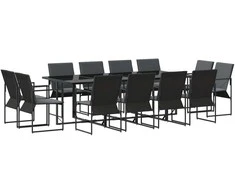 Lauko baldų komplektas Sodo valgomojo komplektas 13 pcs Juoda Plienas