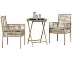 Lauko baldų komplektas Sodo Bistro Rinkinys 3 pcs Smėlio poliratanas