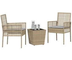 Lauko baldų komplektas Sodo Bistro Rinkinys 3 pcs Smėlio poliratanas