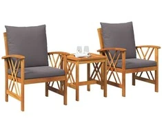 Lauko baldų komplektas Sodo Sofų Rinkinys su pagalve 3 pcs Natūralus aliejus
