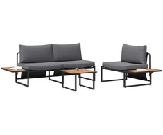 Sodo valgomojo komplektas 3 pcs Antracitas Plienas