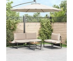 Lauko baldų komplektas Sodo valgomojo komplektas 3 pcs Taupe Plienas