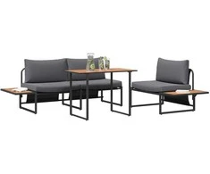 Lauko baldų komplektas Sodo valgomojo komplektas 3 pcs Antracitas Plienas