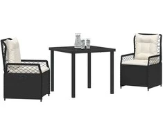 Lauko baldų komplektas Sodo valgomojo komplektas 3 pcs Bežinė ir šviesiai pilka