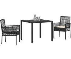 Lauko baldų komplektas Sodo valgomojo komplektas 3 pcs Smėlio poliratanas
