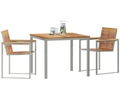Lauko baldų komplektas Sodo valgomojo komplektas 3 pcs Ruda Kieto teka medžio