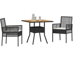 Lauko baldų komplektas Sodo valgomojo komplektas 3 pcs Pilka poliratanas