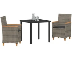 Lauko baldų komplektas Sodo valgomojo komplektas 3 pcs Pilka poliratanas