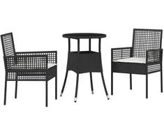 Lauko baldų komplektas Sodo valgomojo komplektas 3 pcs Smėlio poliratanas
