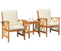 Lauko baldų komplektas Sodo Sofų Rinkinys su pagalve 3 pcs Natūralus aliejus