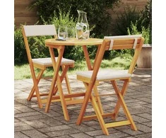 Lauko baldų komplektas Sodo valgomojo komplektas su pagalve 3 pcs Natūralus aliejus