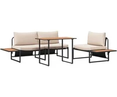 Lauko baldų komplektas Sodo valgomojo komplektas 3 pcs Taupe Plienas