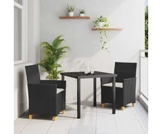 Lauko baldų komplektas Sodo valgomojo komplektas 3 pcs Pilka poliratanas
