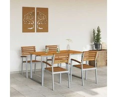 Lauko baldų komplektas Sodo valgomojo komplektas 5 pcs Pilka Kietos akacijos mediena