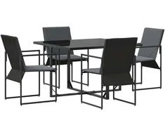 Lauko baldų komplektas Sodo valgomojo komplektas 5 pcs Juoda Plienas