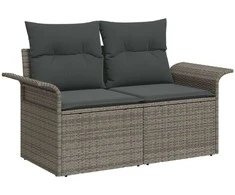 Sodo Sofų Rinkinys su pagalve 7 pcs Pilka Poli ratanas