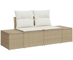 Sodo Sofų Rinkinys su saugykla 7 pcs Smėlio Poli ratanas