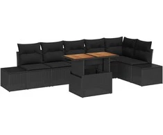Lauko baldų komplektas Sodo Sofų Rinkinys su saugykla 7 pcs Juoda Poli ratanas