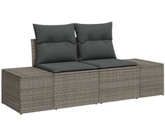 Lauko baldų komplektas Sodo Sofų Rinkinys su saugykla 7 pcs Pilka poliratanas