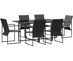 Lauko baldų komplektas Sodo valgomojo komplektas 7 pcs Juoda Plienas