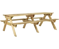 Lauko baldų komplektas Iškylų stalas su suoliukais, 220x122x72cm, impregnuota pušis
