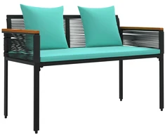Lauko baldų komplektas Lauko suolas Juoda ir turkio 117 x 54 x 74.5 cm poliratanas