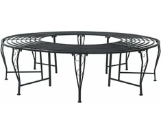 Lauko baldų komplektas Medžio suolelis 8-Vietų skaičius Ø 160 x 44 cm Plienas Juoda