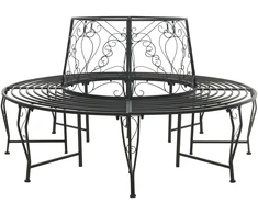 Lauko baldų komplektas Medžio suolelis 8-Vietų skaičius Ø 160 x 89 cm Plienas Juoda