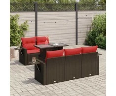 Lauko baldų komplektas Sodo komplektas su pagalvėlėmis, 6 dalių, poliratanas/akacija