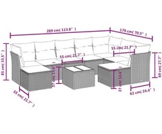 Lauko baldų komplektas Sodo komplektas su pagalvėlėmis, 10 dalių, juodas, poliratanas
